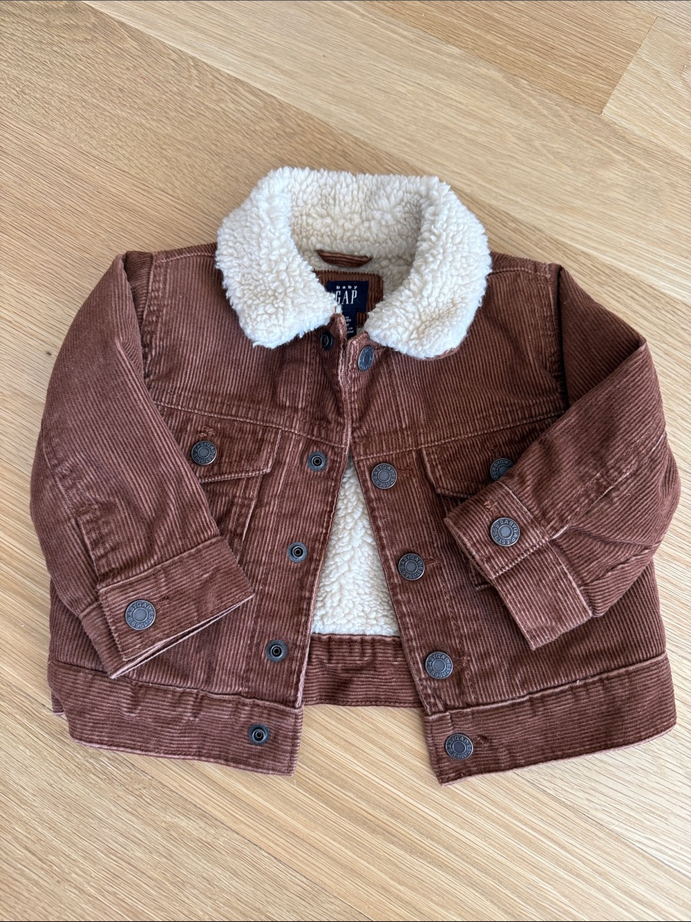 GAP Kids Brown Corduroy Sherpa-Lined Jacket 6-12m